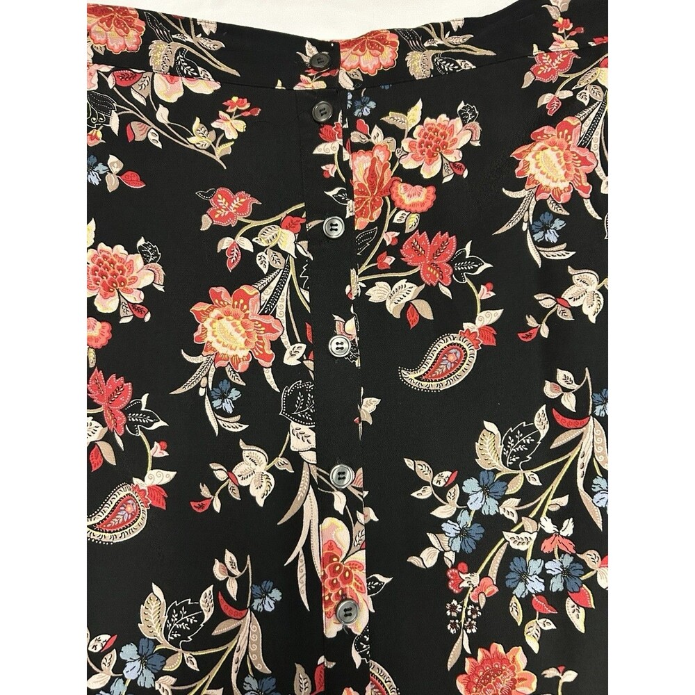Full Button Front Floral Skirt Slit Zip Close Whimsigoth LOFT Plus Women's 20 - Picture 5 of 8